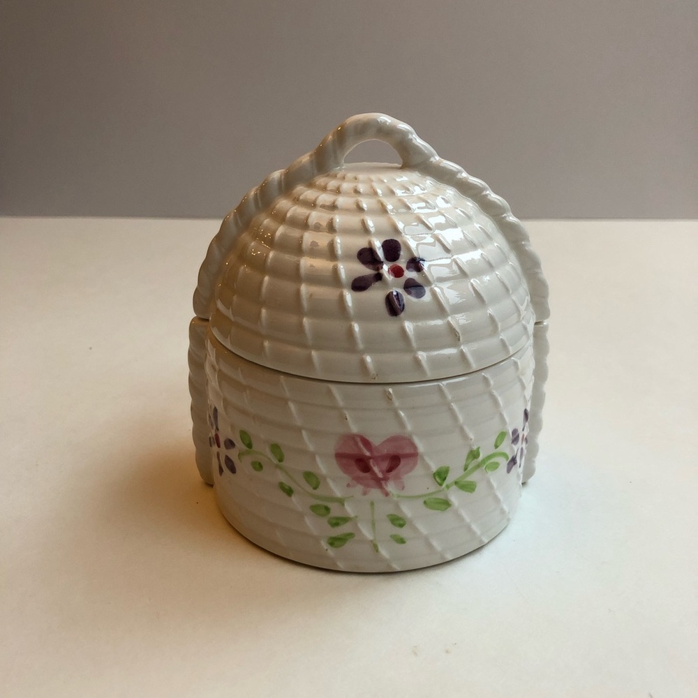 Vintage hand painted NLT Petitie Fleur ceramic container
